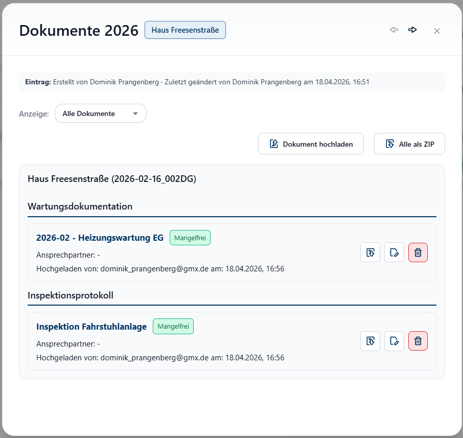 Serviceplan24 Servicehistorie – Wartungsdokumentation und Inspektionsprotokolle